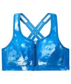 Glamorise Zip-Up Front-Close Wire-Free Sports Bra -Fashion Underwear 9266elo bluetiedye 2