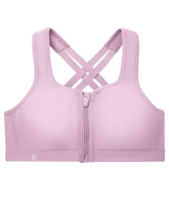 Glamorise Zip-Up Front-Close Wire-Free Sports Bra -Fashion Underwear 9266elo lavender 2