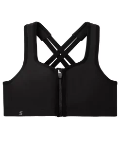 Glamorise Zip-Up Front-Close Wire-Free Sports Bra -Fashion Underwear 9266gla blk 2