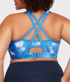 Glamorise Zip-Up Front-Close Wire-Free Sports Bra -Fashion Underwear 9266gla bluetiedye y bv