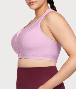 Glamorise Zip-Up Front-Close Wire-Free Sports Bra -Fashion Underwear 9266gla lavender y 1