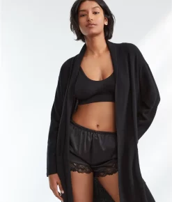 Long Cashmere Robe -Fashion Underwear arl2011 black 1x