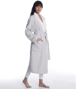 Microfiber Plush-Lined Spa Robe 21 Microfiber Plush-Lined Spa Robe -Fashion Underwear arl5050 lightgrey 3
