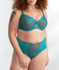 Savoir Faire Full Figure Lace Contour Bra -Fashion Underwear ditd98369 turquoise fs