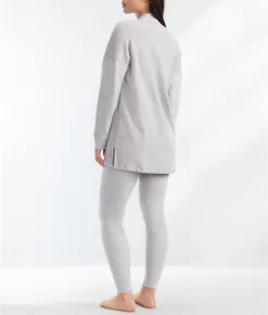 Work Hard Chill Hard Fleece Pajama Set -Fashion Underwear dkny2022595 greyheather x bv