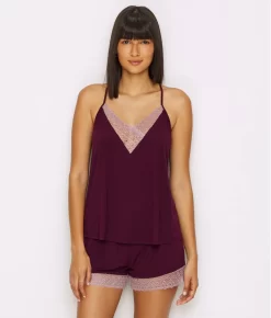 Floretta Knit Cami Pajama Set -Fashion Underwear floq80925 burgundy