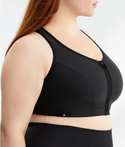 Glamorise Zip-Up Front-Close Wire-Free Sports Bra -Fashion Underwear gla9266 black 2