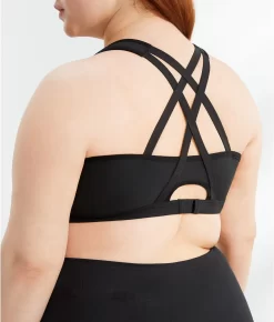 Glamorise Zip-Up Front-Close Wire-Free Sports Bra -Fashion Underwear gla9266 black 3