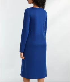 HANRO Paola Long Sleeve Knit Nightgown -Fashion Underwear han76054 spaceblue 14Mar23 4