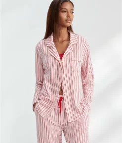 Notch Collar Knit Pajama Set -Fashion Underwear karrlk0021m candystripe 4