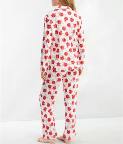 Notch Collar Knit Pajama Set -Fashion Underwear karrlk0021m flowervine 3x