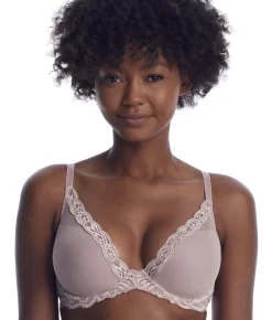 Feathers Plunge Bra -Fashion Underwear nat730023opf20 antiquepinkpearl