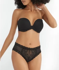 Feathers Strapless Plunge Bra -Fashion Underwear nat731023 black r fs