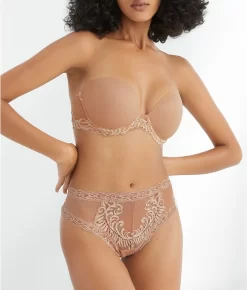 Feathers Strapless Plunge Bra -Fashion Underwear nat731023 cafe r fs2