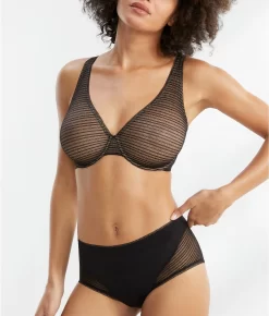 Revive Lace Plunge Bra -Fashion Underwear nat734304 black x fs