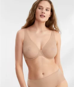 Revive Lace Plunge Bra -Fashion Underwear nat734304 cafe x