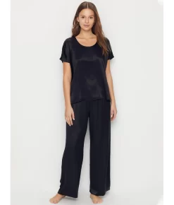 Roxxy Satin Lounge Top -Fashion Underwear pjhroxxy black 2