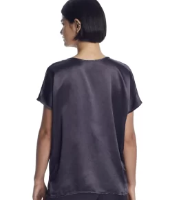 Roxxy Satin Lounge Top -Fashion Underwear pjhroxxy coal bv1