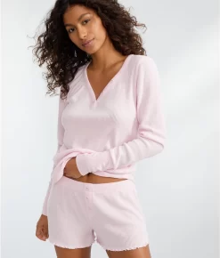 Textured Essentials Ribbed Knit Shorts -Fashion Underwear pjsritels pastelpink 1xx