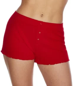 Textured Essentials Ribbed Knit Shorts -Fashion Underwear pjsrites red
