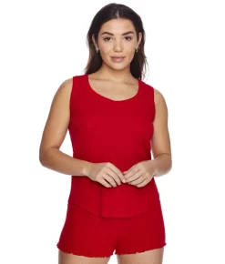 Textured Essentials Ribbed Knit Shorts -Fashion Underwear pjsritetk red fs