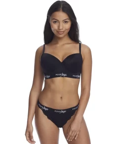Pour Moi Logo Push-Up T-Shirt Bra -Fashion Underwear pou18301 black fs